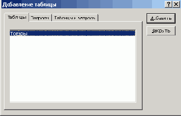 Выбор таблицы, для которой будет составлен запрос